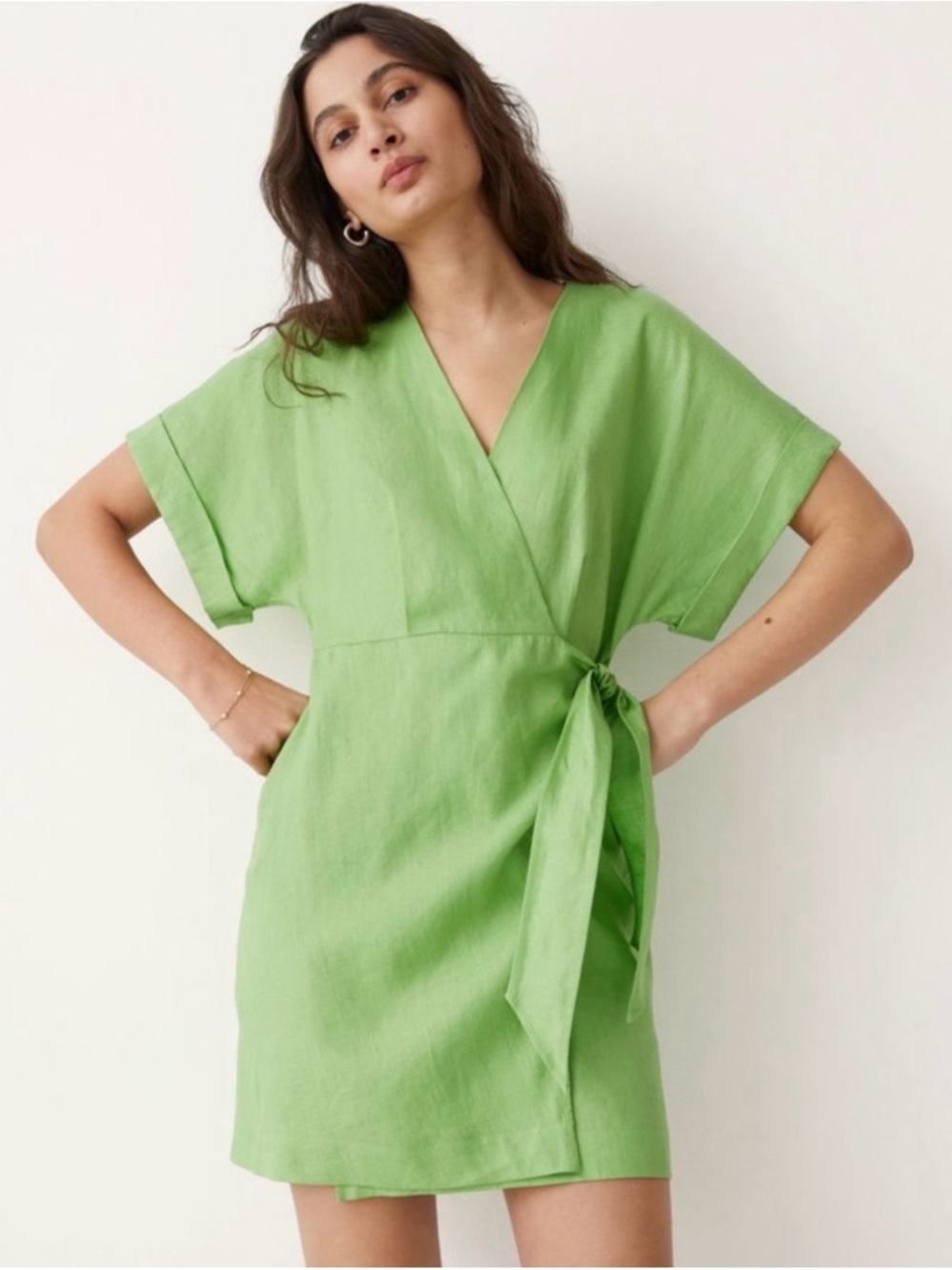 & Other Stories Lime Green Wrap Mini Dress - Size 10